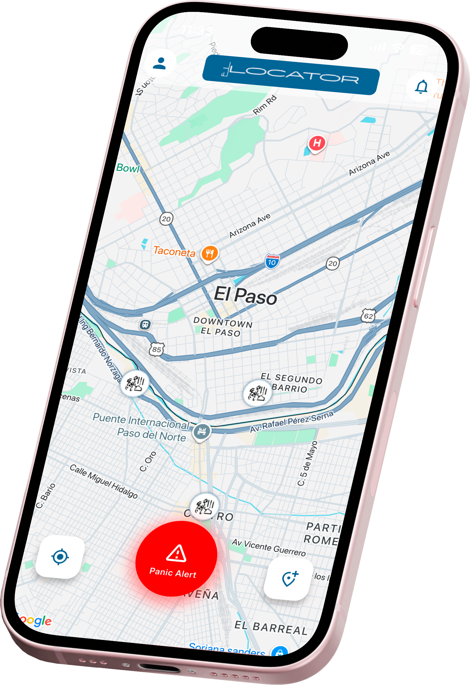 EL Locator App — Map with Road Alerts